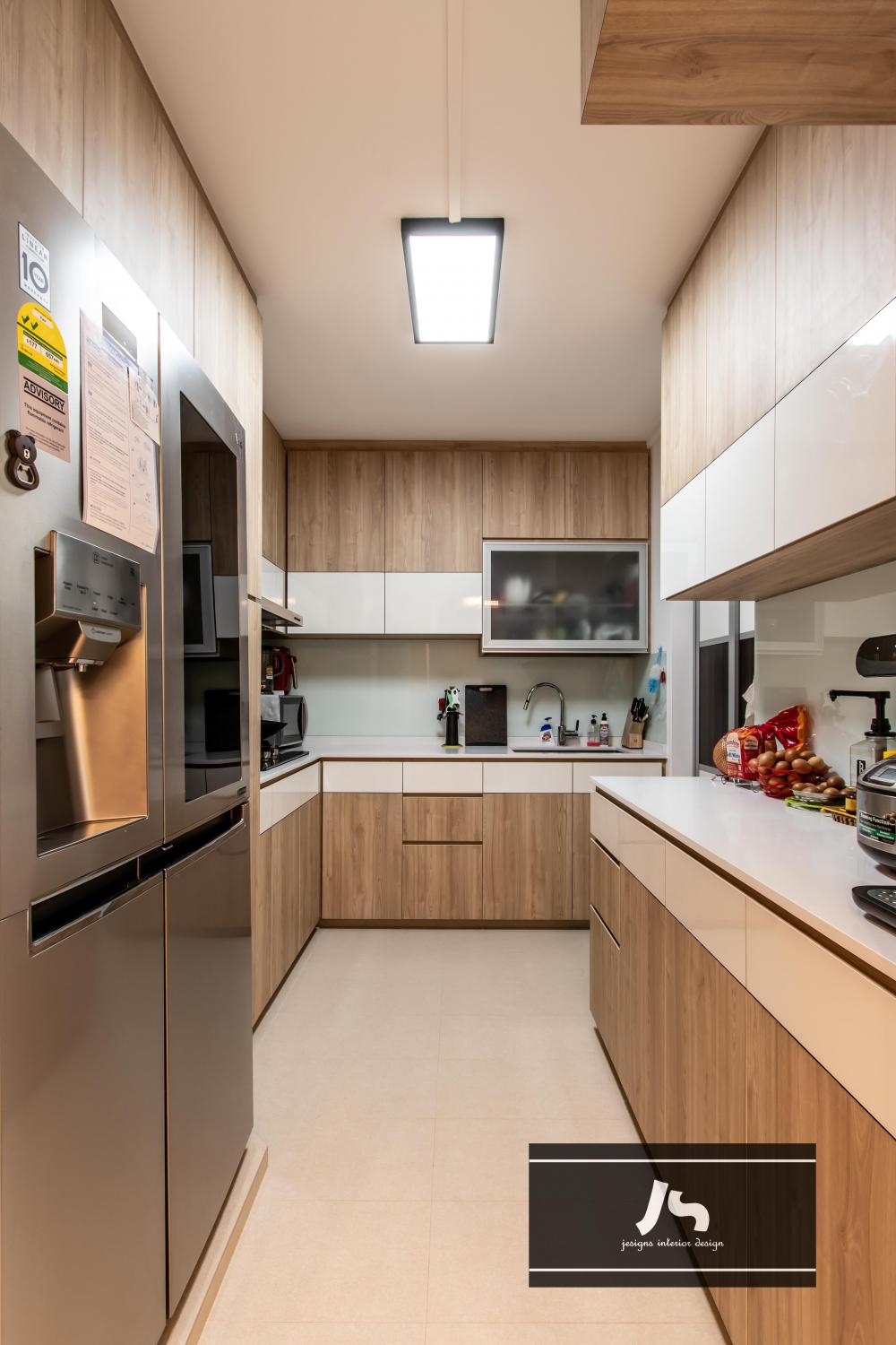 Scandinavian Kitchen with Countertop and Kitchen Window