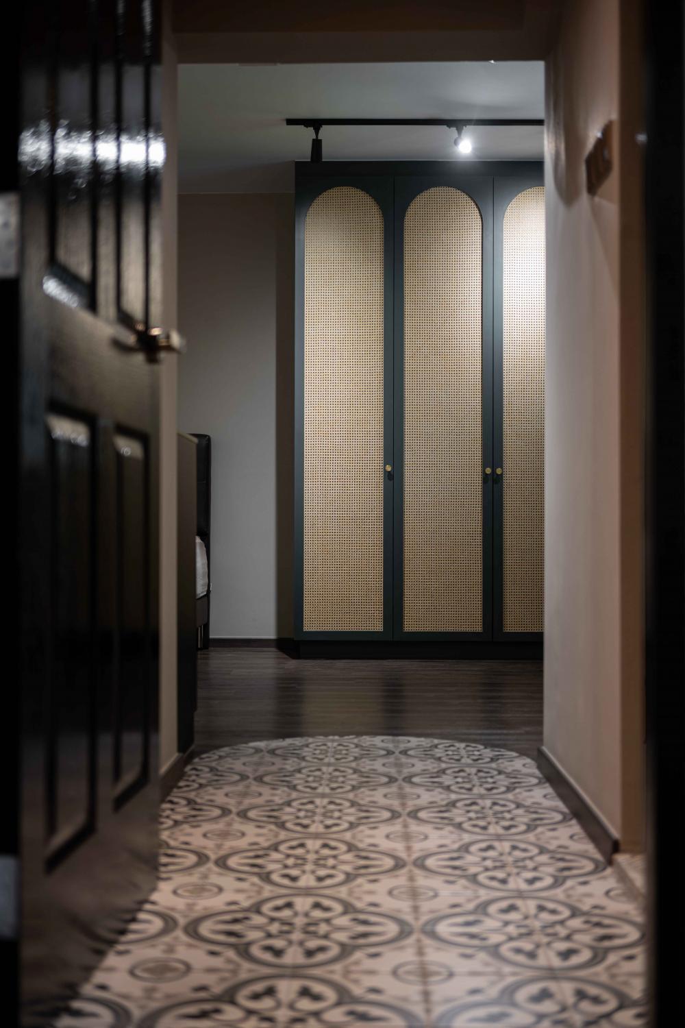 Vintage Bedroom with Ceiling Light and Wardrobe