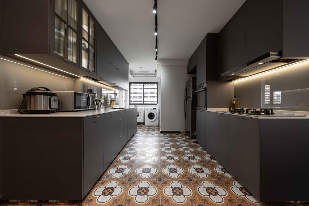 Vintage Kitchen with Countertop and Kitchen Window