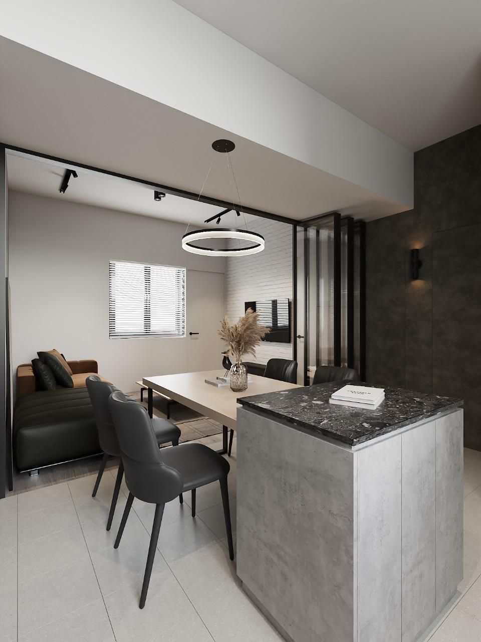 Industrial Kitchen with Countertop and Vinyl Flooring