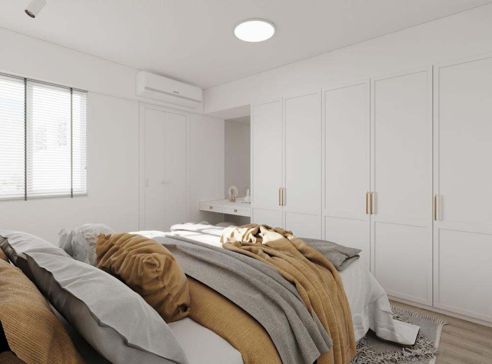 Country Bedroom with Vinyl Flooring and Wardrobe