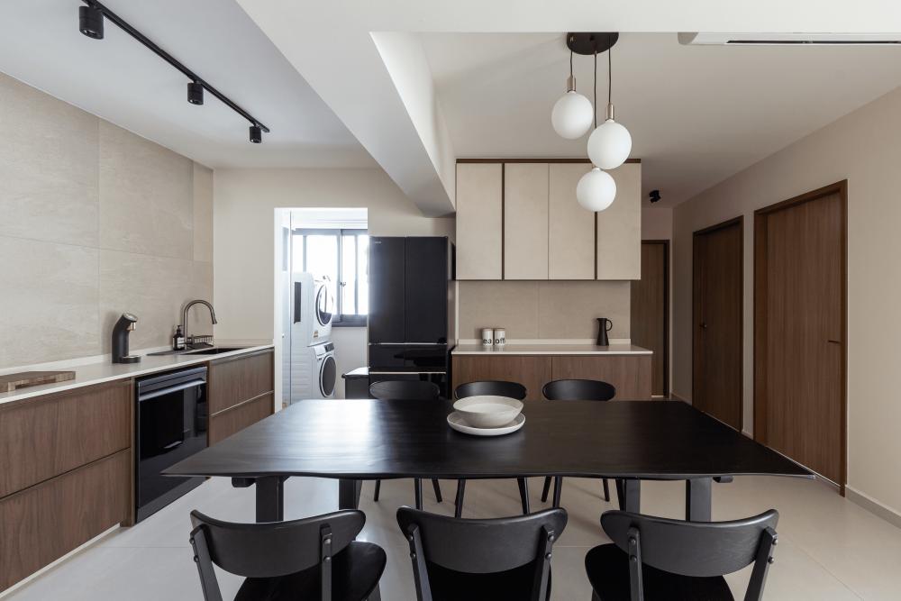 Vintage Dining Room with Drop Light and Dining Table