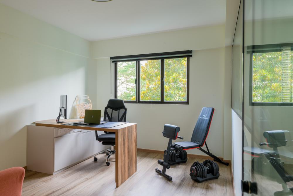 Contemporary Study with Bookshelf and Cove Lighting