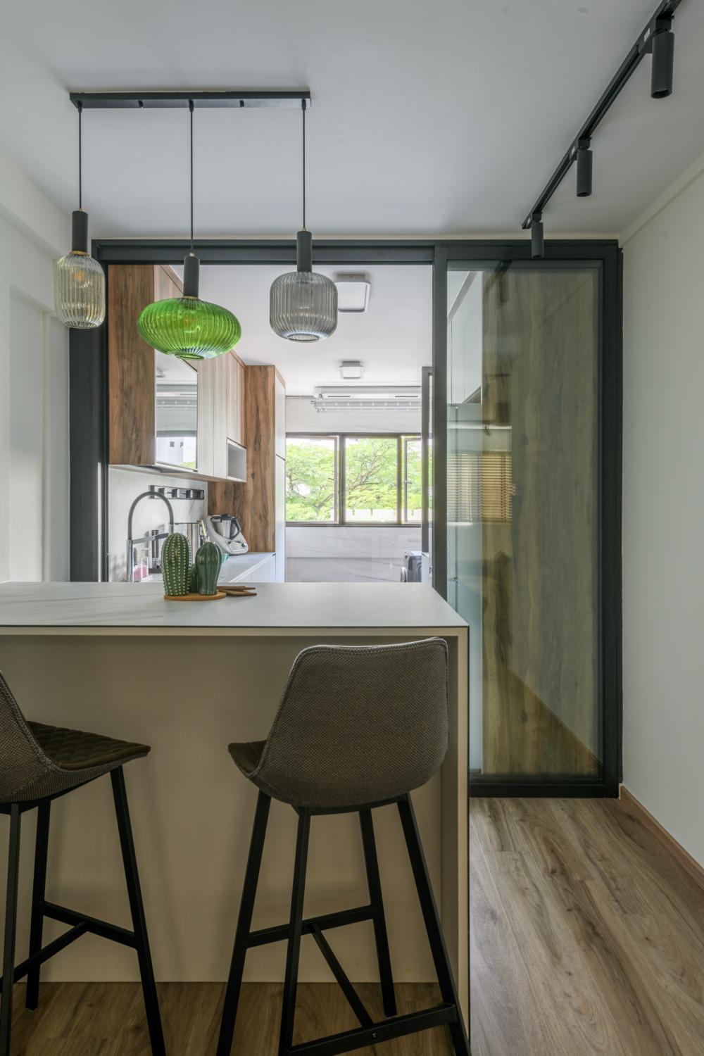 Contemporary Kitchen with Countertop and Kitchen Window