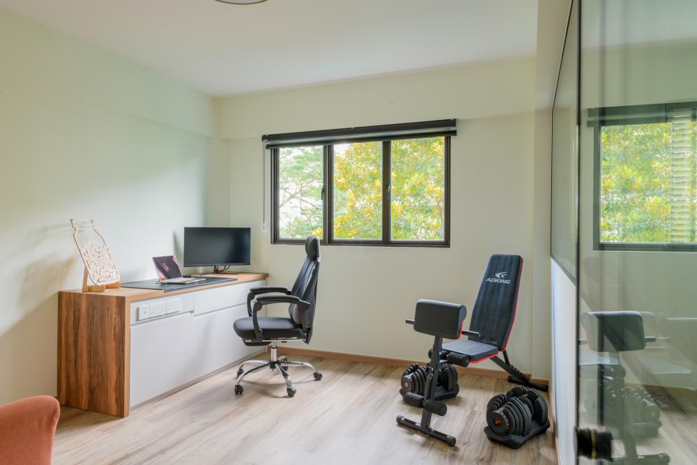 Contemporary Study with Bookshelf and Storage Cabinets