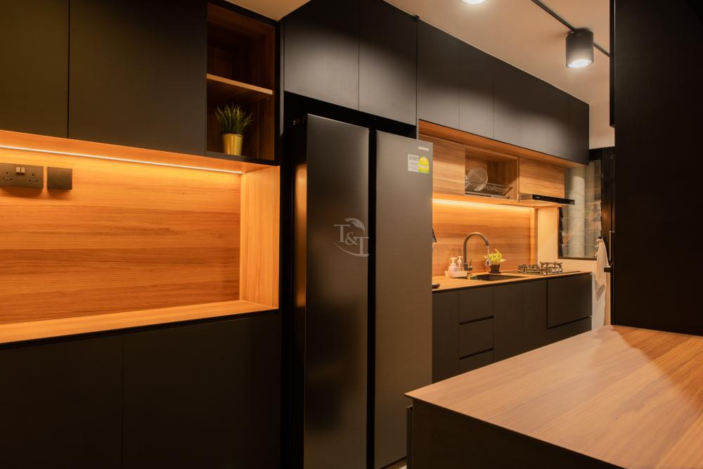 Contemporary Kitchen with Countertop and Cement Floor