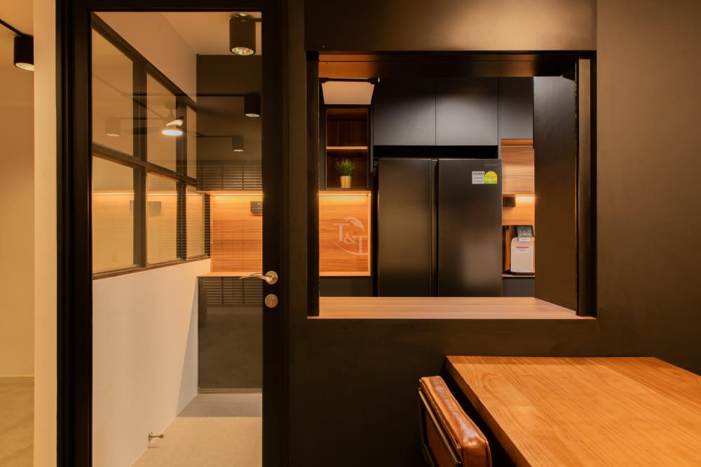 Contemporary Kitchen with Countertop and Cement Floor