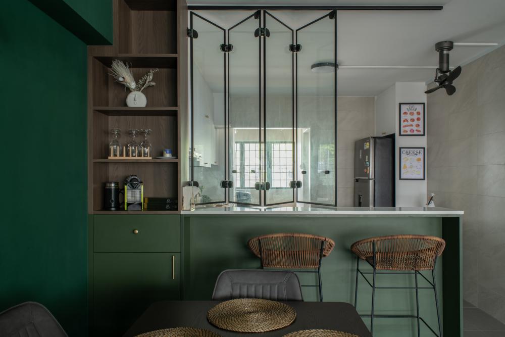 Modern Pantry with Kitchen Island and Console Table