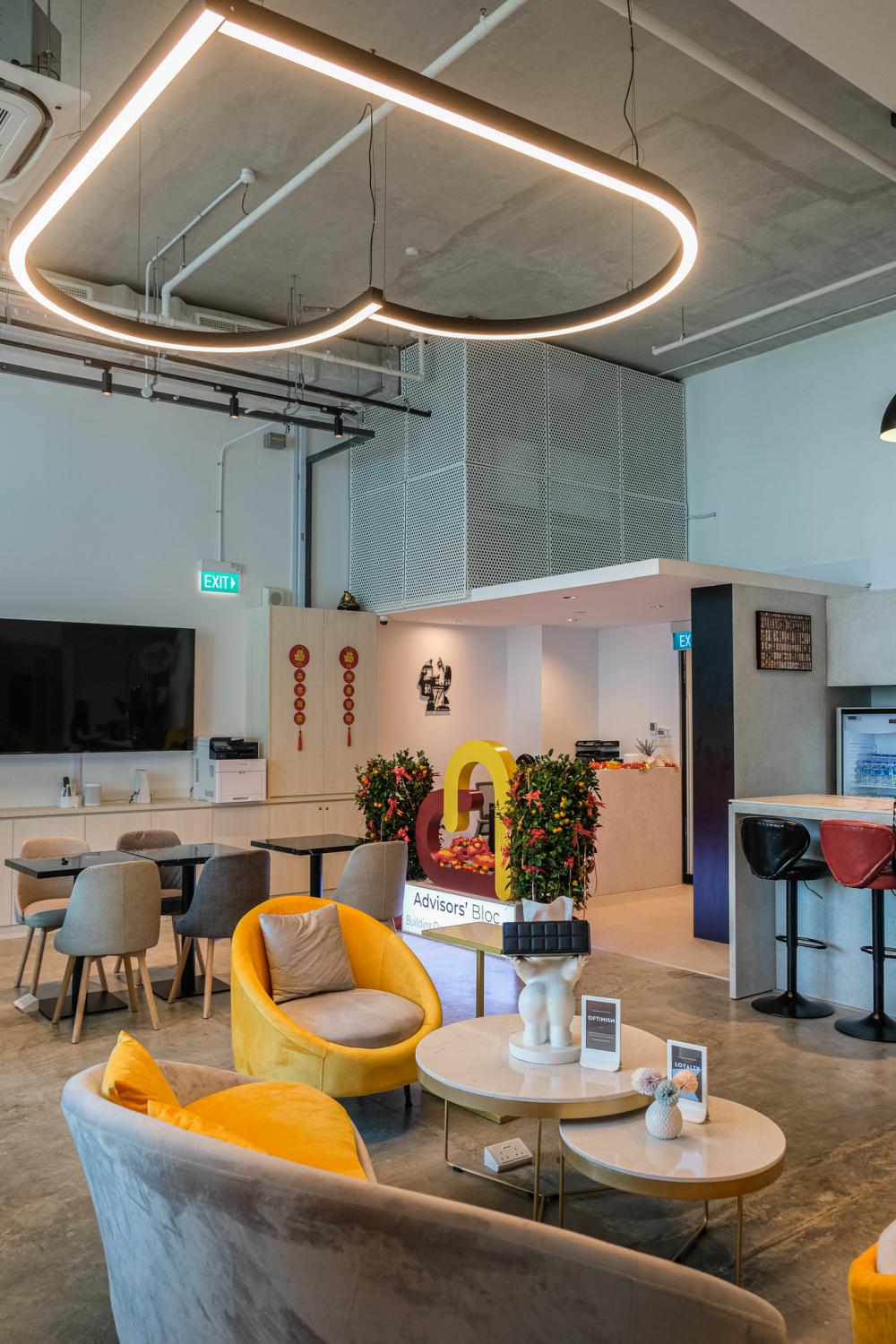 Modern Office with Armchairs and Coffee Table