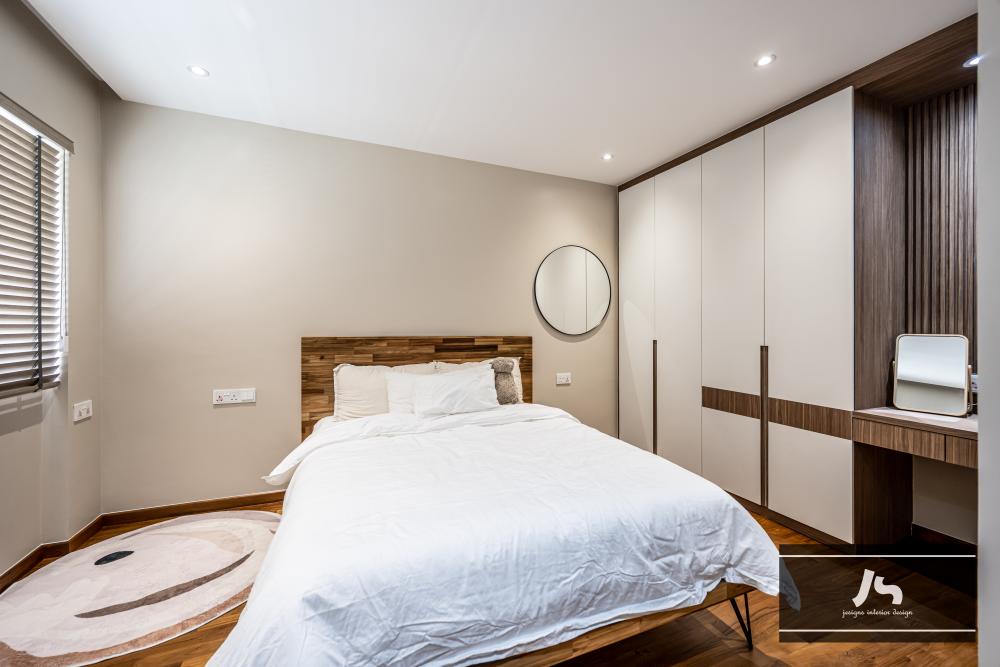 Scandinavian Bedroom with Vinyl Flooring and Wardrobe