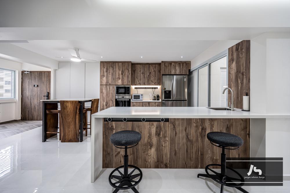 Scandinavian Kitchen with Kitchen Island and Cupboard