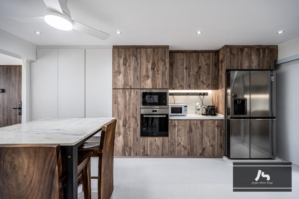 Scandinavian Kitchen with Countertop and Cupboard