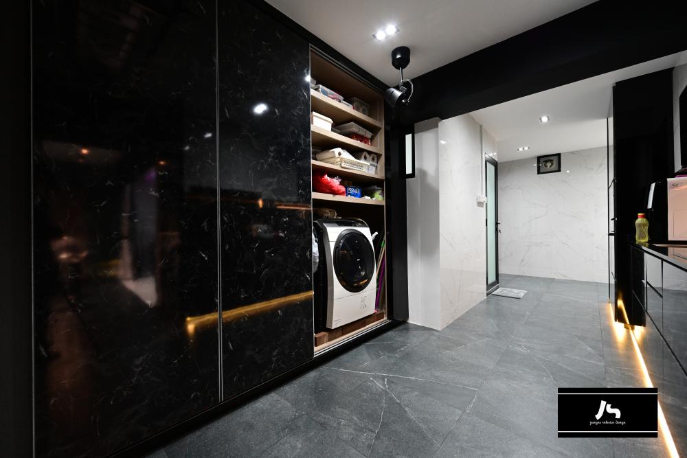 Modern Service Yard with Washing Machine and Laundry Area