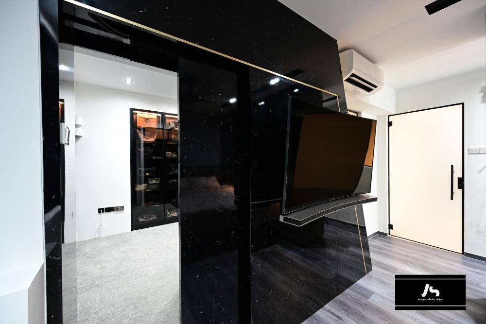 Modern Bedroom with Feature Wall and TV