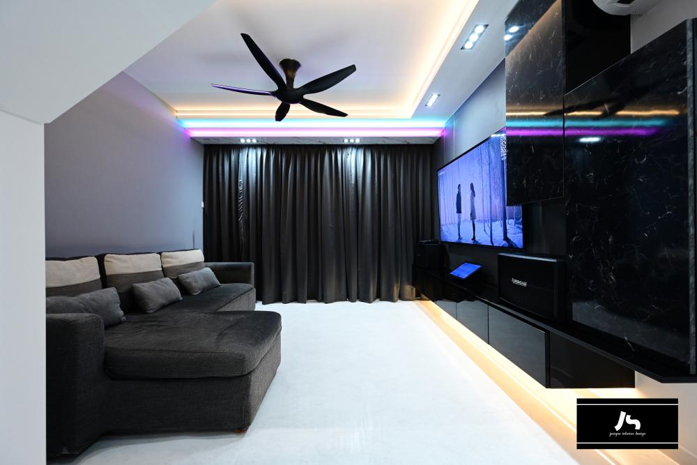 Modern Living Room with Feature Wall and Sofa