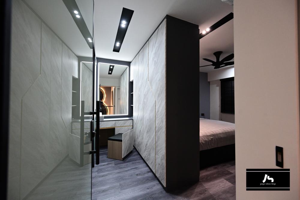 Modern Bedroom with Mirror and Vanity Counter