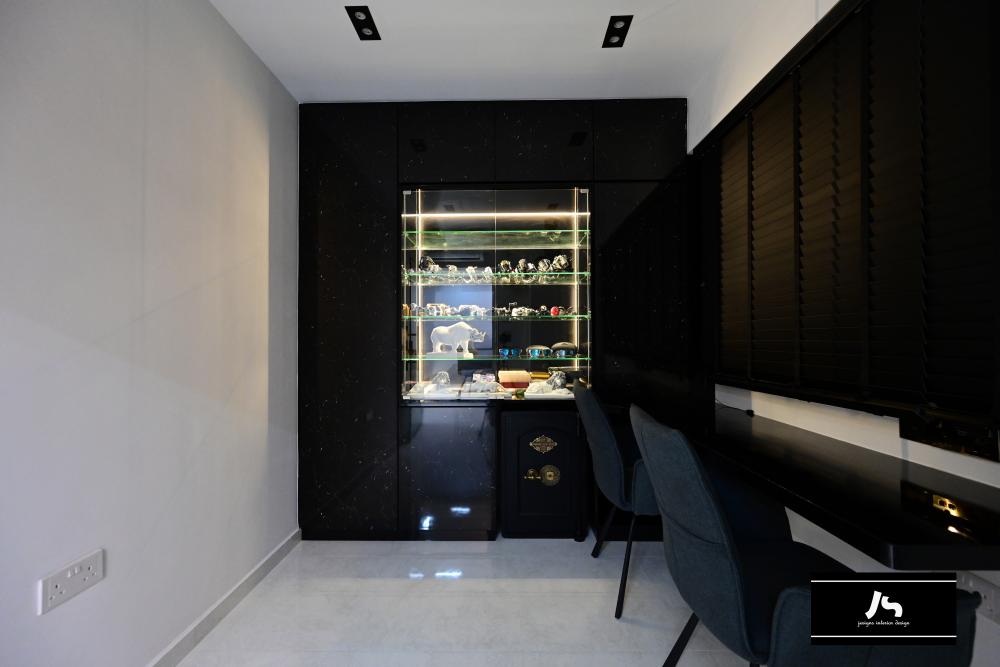 Modern Study with Bookshelf and Storage Cabinets