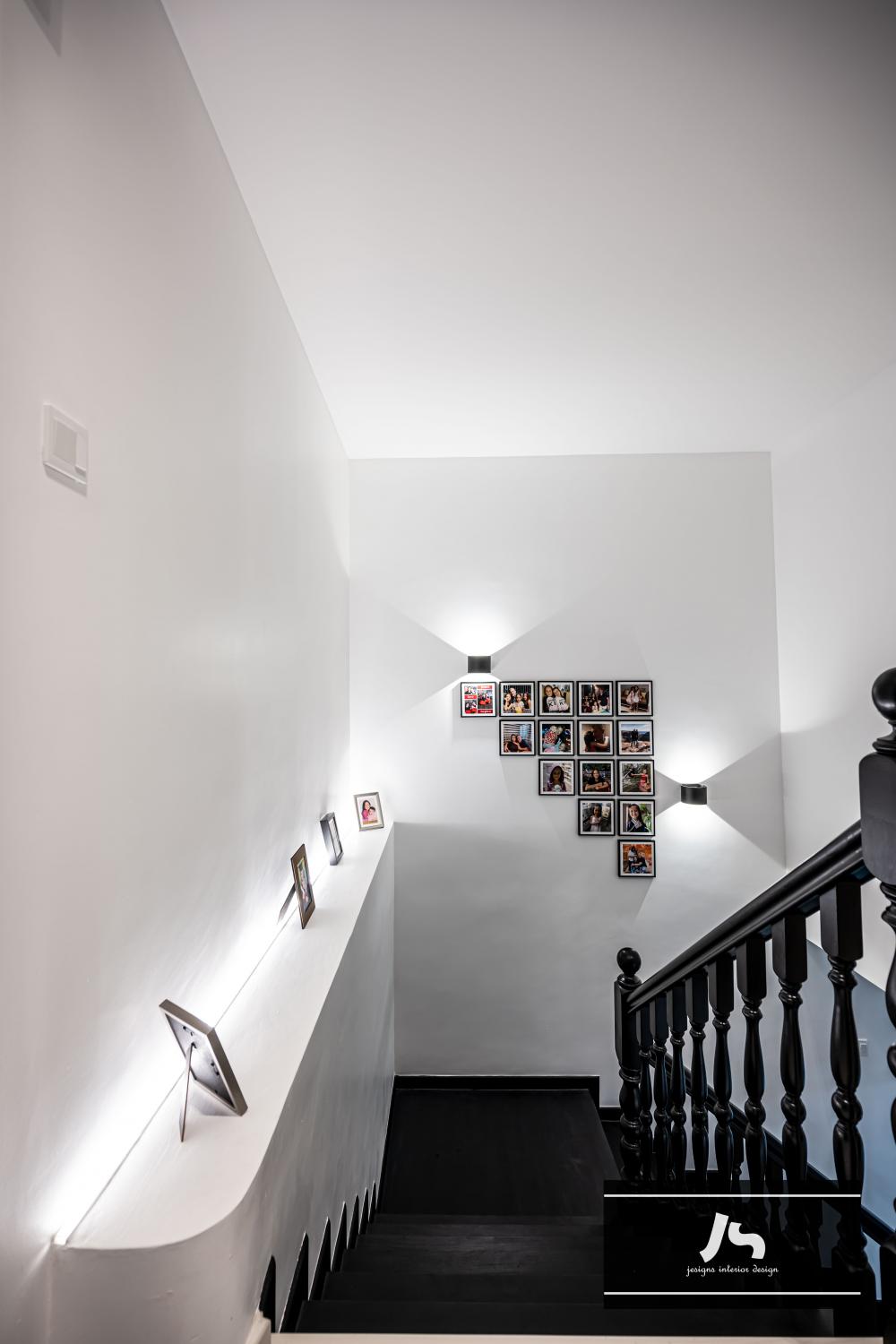 Modern Hallway with Ceiling Light and Downlights