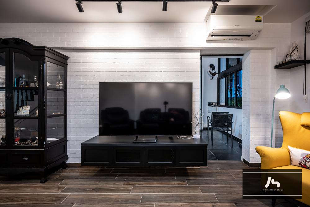 Modern Living Room with Vinyl Flooring and TV Console