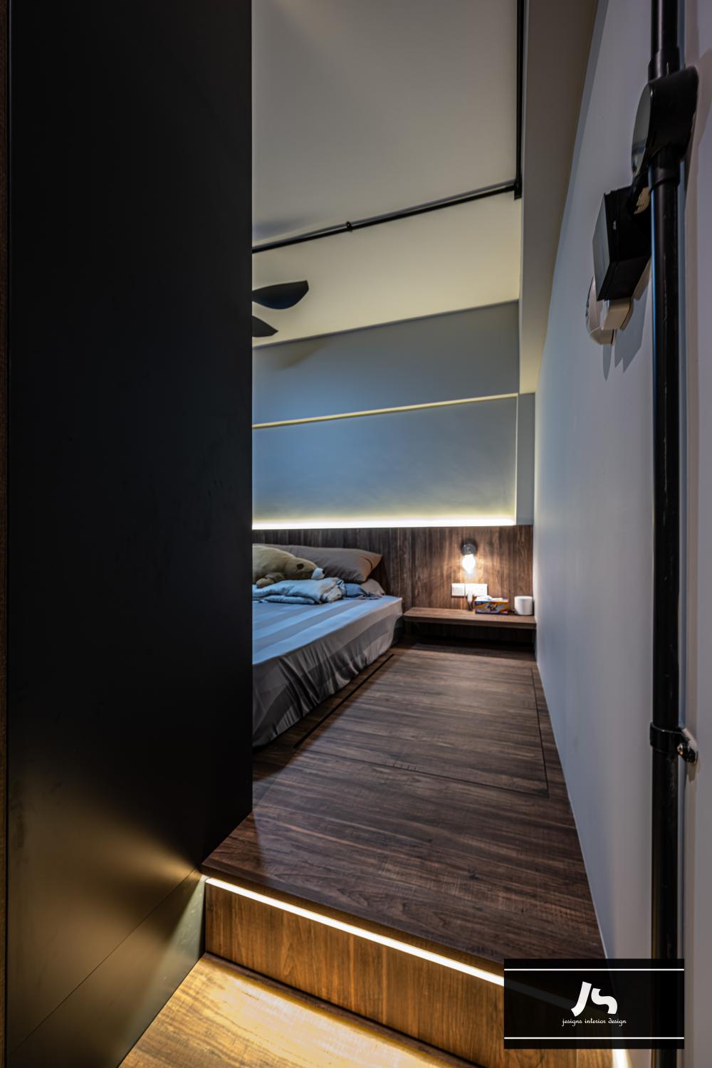 Modern Bedroom with Platform Bed and Bedside Table