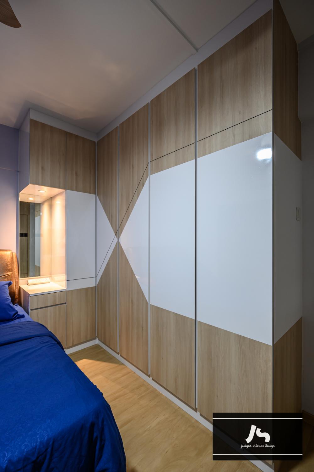 Modern Bedroom with Vinyl Flooring and Wardrobe