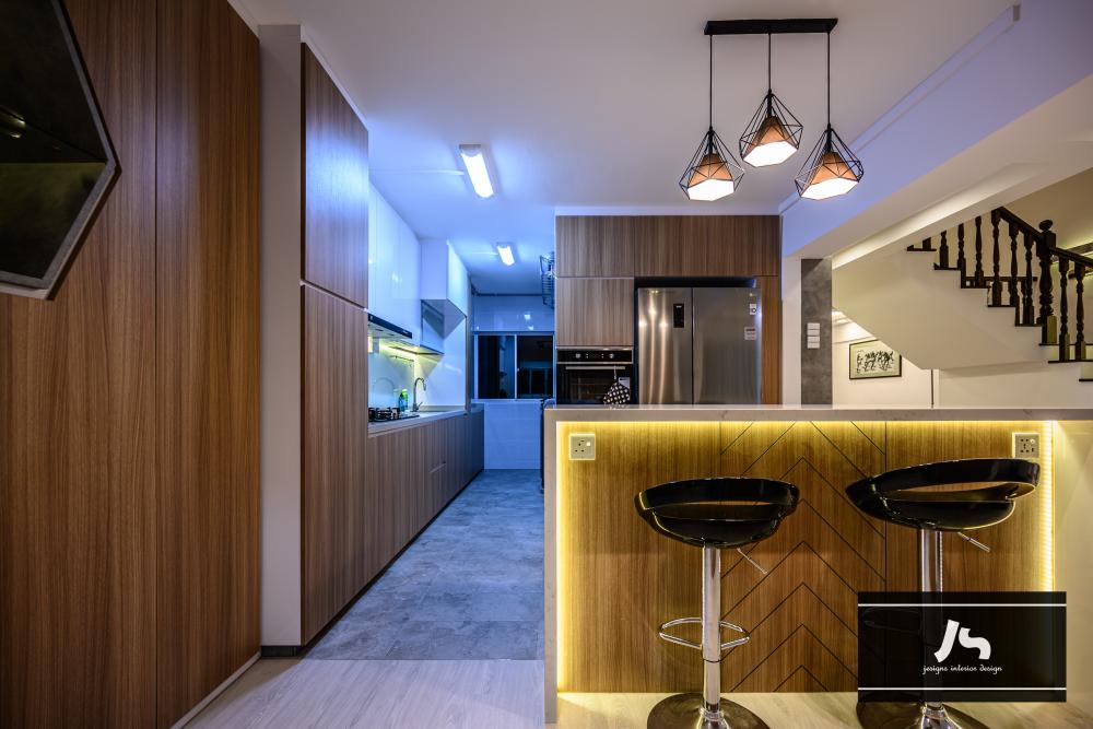 Modern Kitchen with Countertop and Kitchen Island