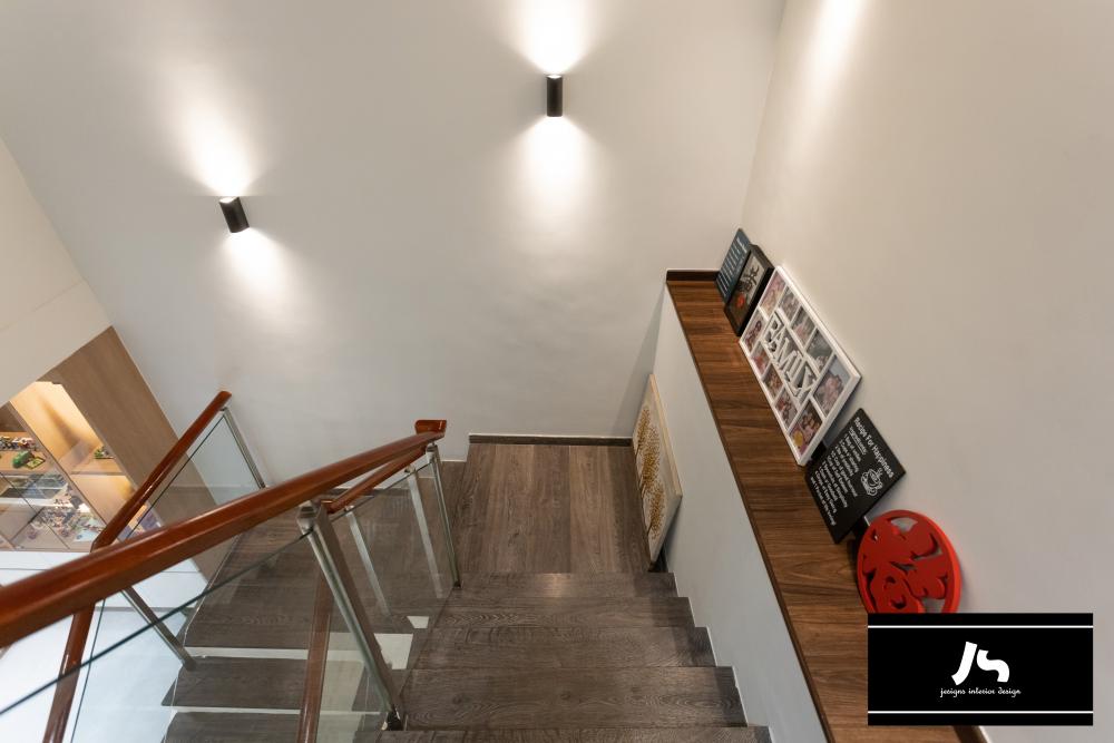 Modern Hallway with Ceiling Light and Downlights
