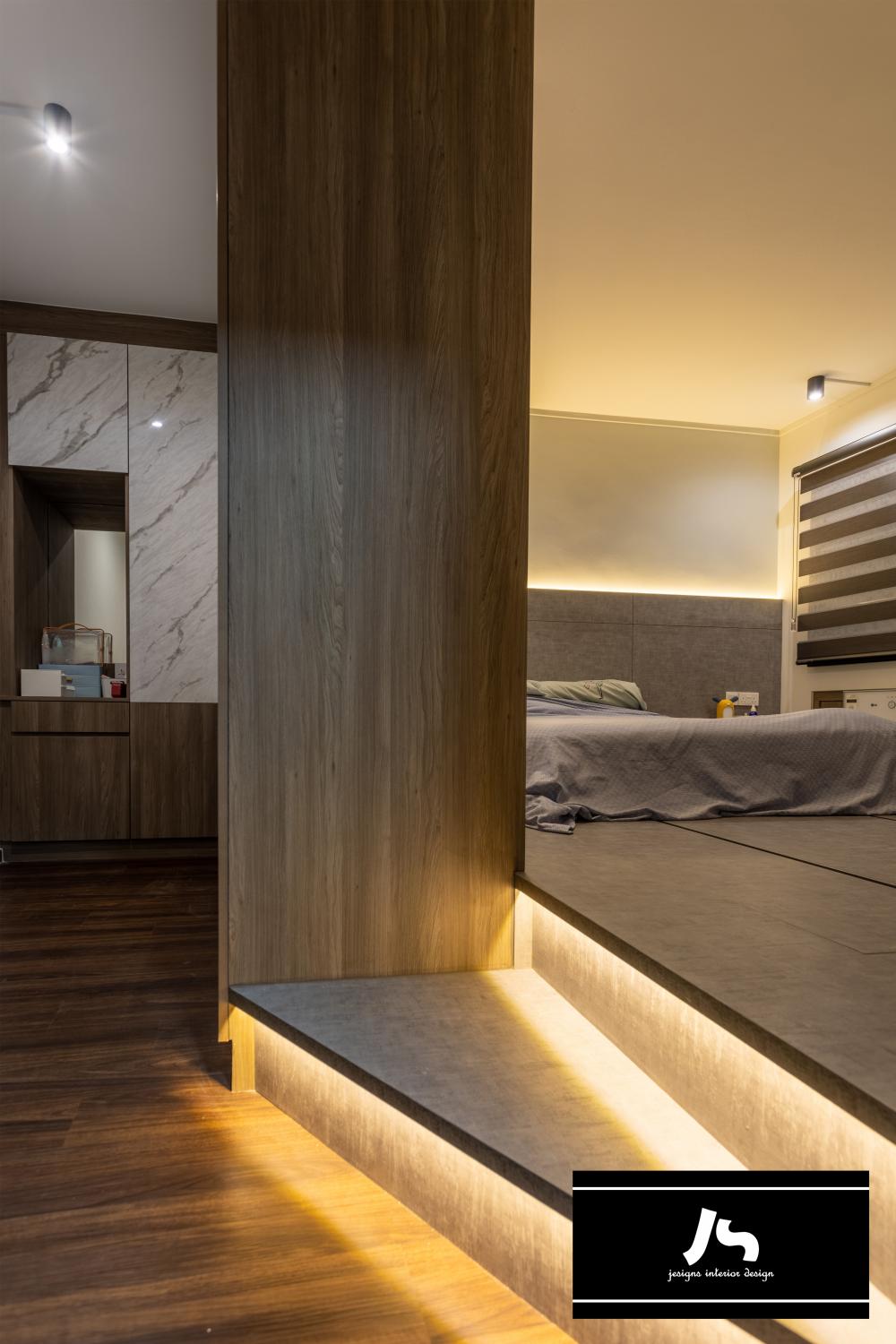 Modern Bedroom with Platform Bed and Single Bed