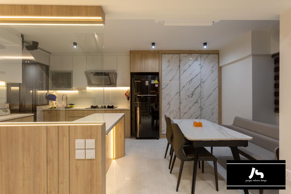 Modern Kitchen with Countertop and Kitchen Island