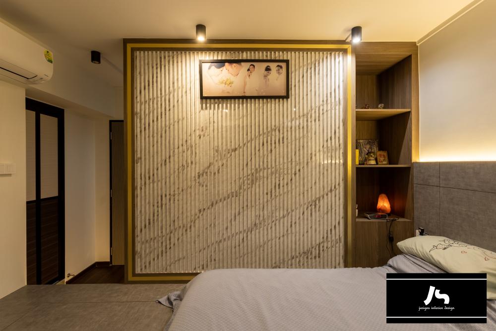 Modern Bedroom with Platform Bed and Wardrobe