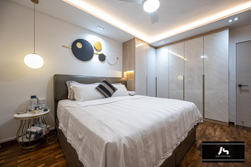 Modern Bedroom with Drop Light and Wardrobe