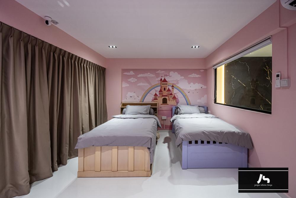 Modern Bedroom with Drop Light and Downlights