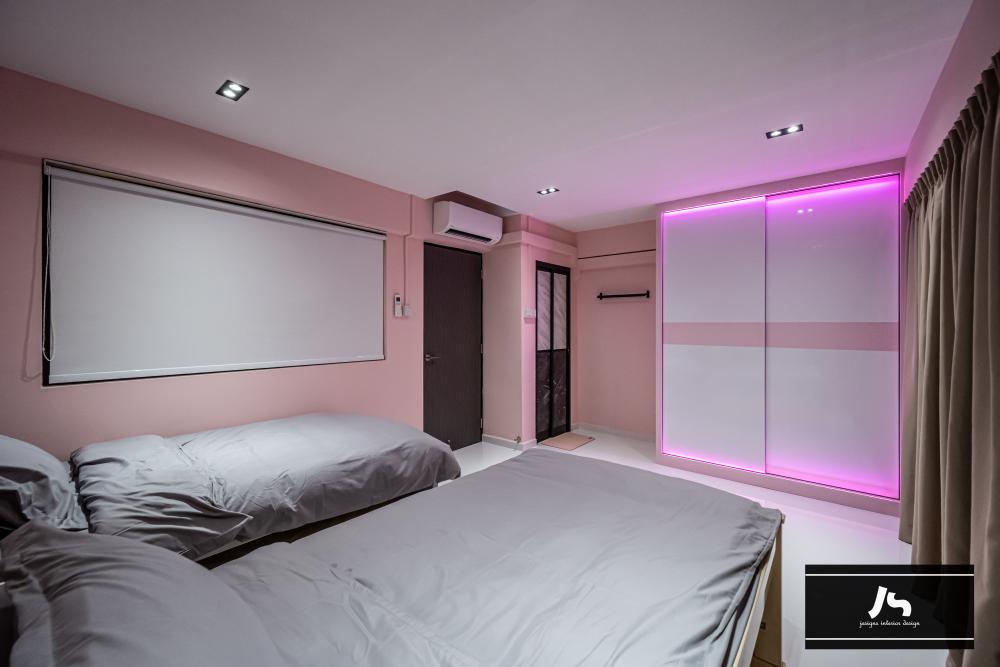 Modern Bedroom with Drop Light and Wardrobe