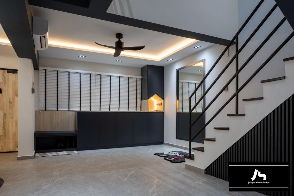 Modern Entryway with Settee and Mirror