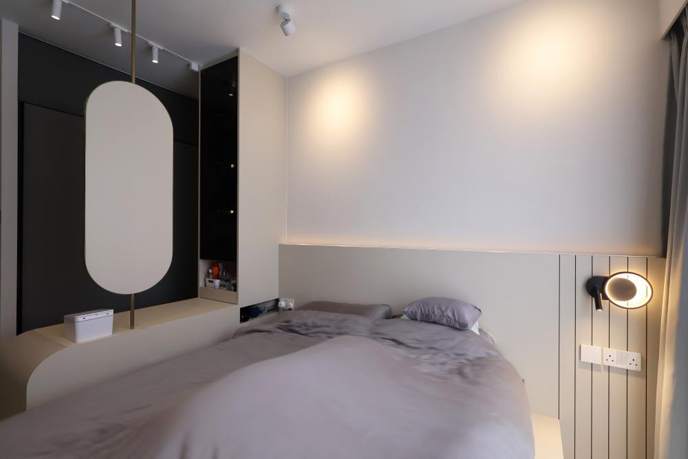 Minimalist Bedroom with Ceiling Light and Wardrobe