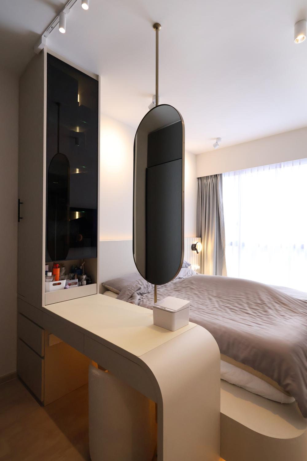 Minimalist Bedroom with Ceiling Light and Wardrobe