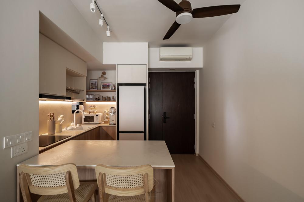 Scandinavian Kitchen with Countertop and Kitchen Island