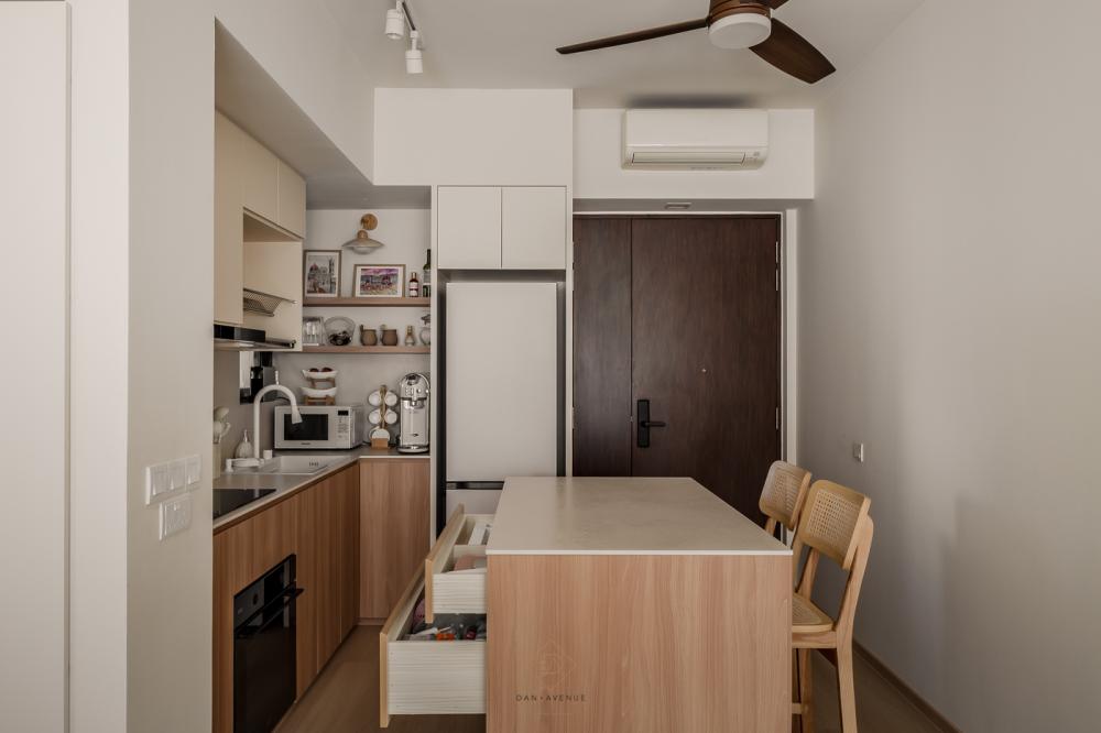 Scandinavian Kitchen with Countertop and Kitchen Island