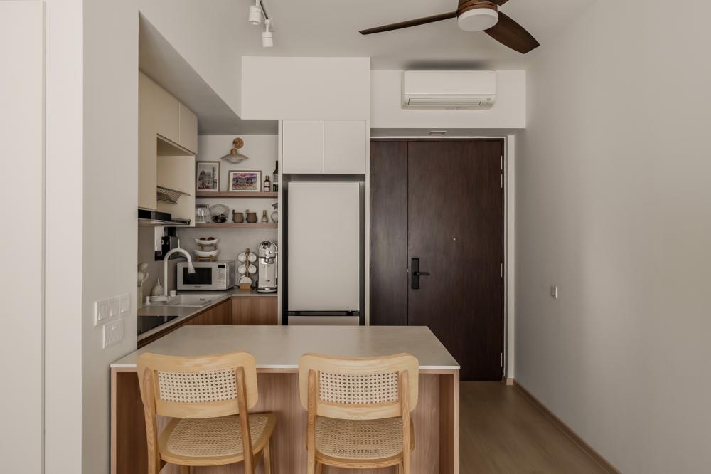 Scandinavian Kitchen with Countertop and Kitchen Island