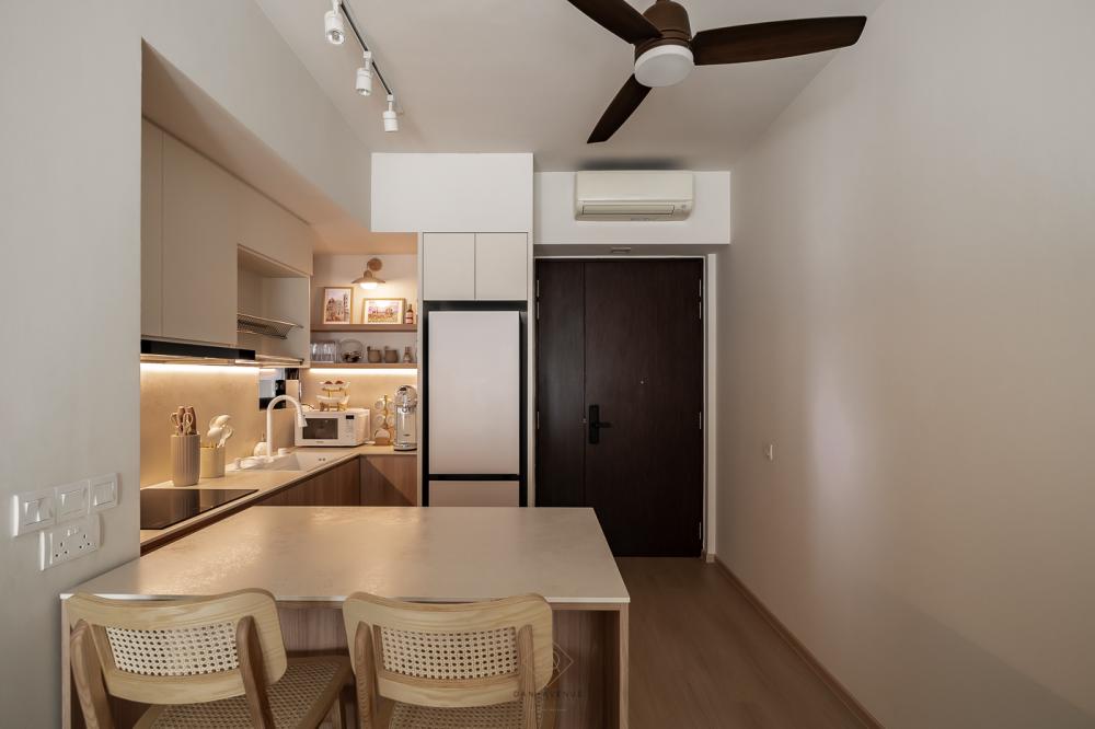 Scandinavian Kitchen with Countertop and Kitchen Island