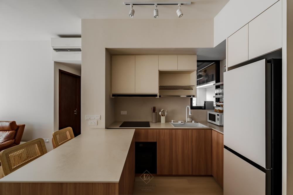 Scandinavian Kitchen with Countertop and Cupboard