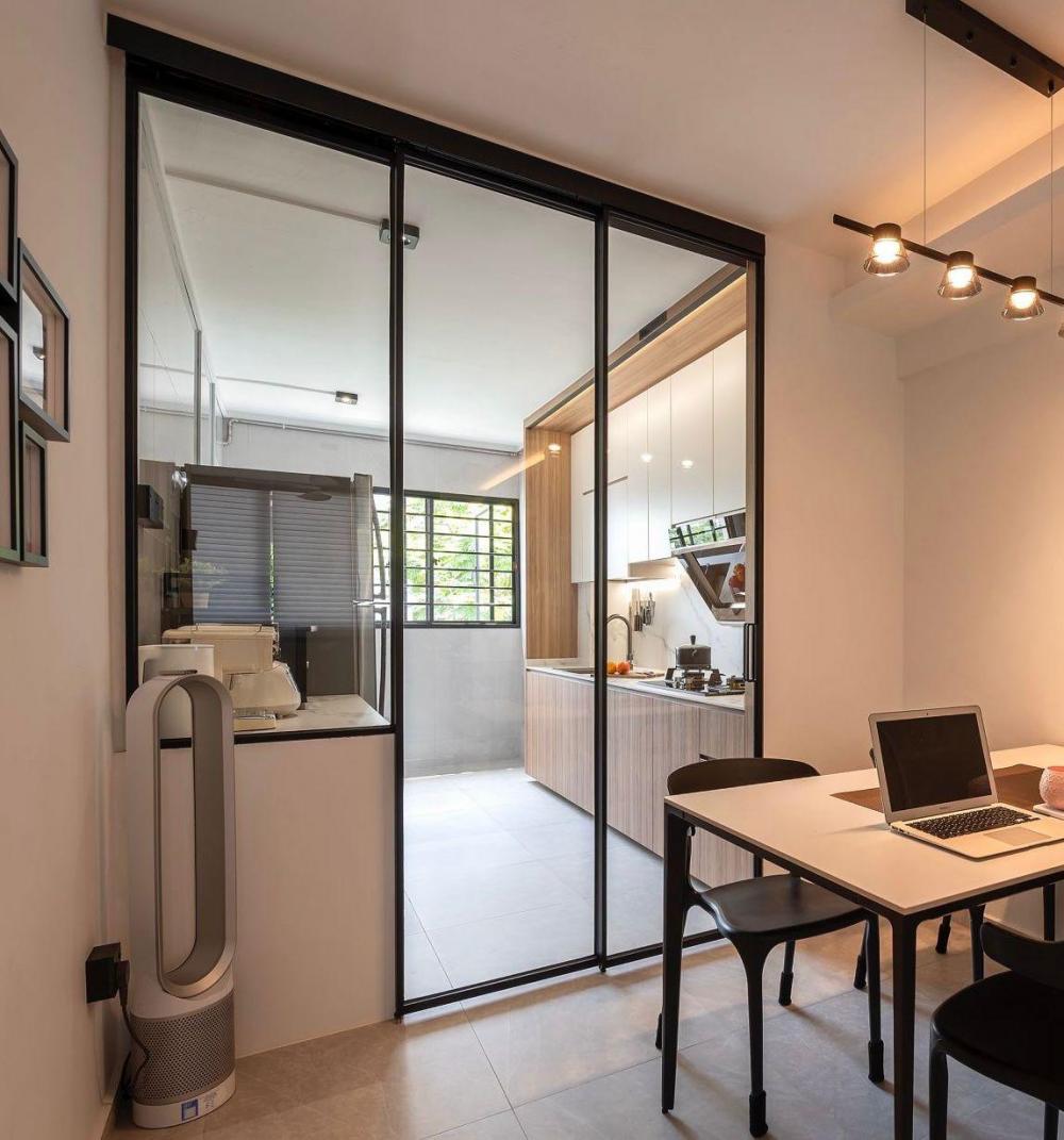 Asian Dining Room with Dining Table and Lighting