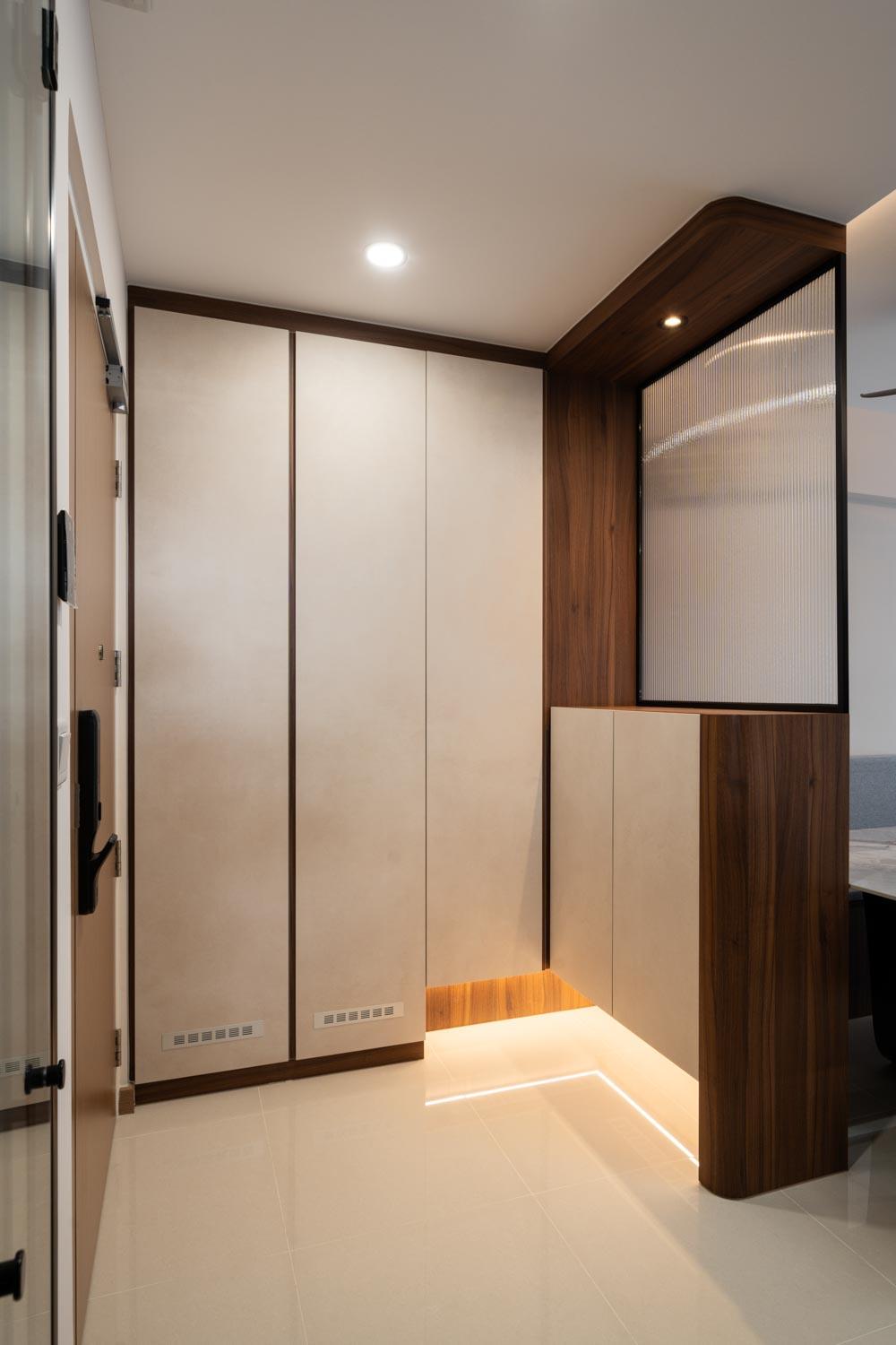 Minimalist Entryway with Seating Bench and Shoe Rack
