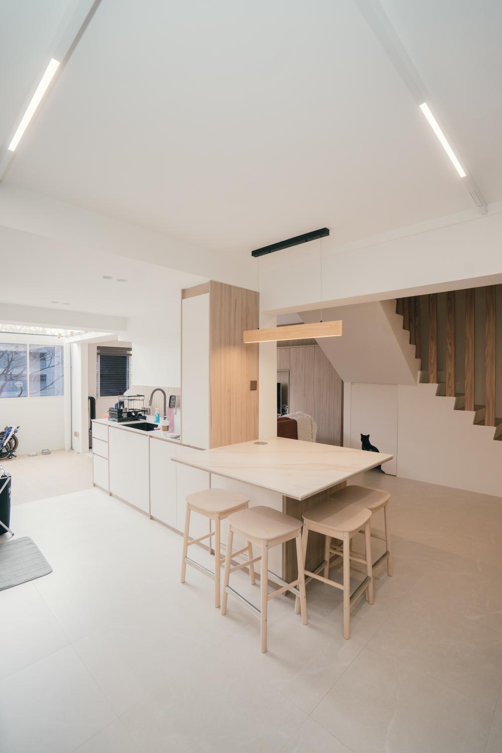 Modern Dining Room with Drop Light and Drop Ceiling