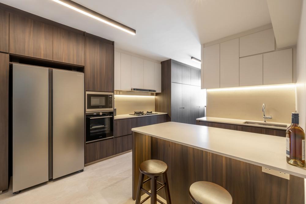 Modern Kitchen with Countertop and Vinyl Flooring