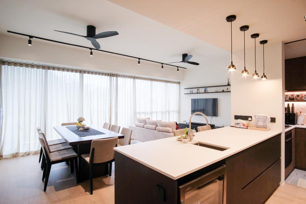 Contemporary Living Room with Countertop and Vinyl Flooring