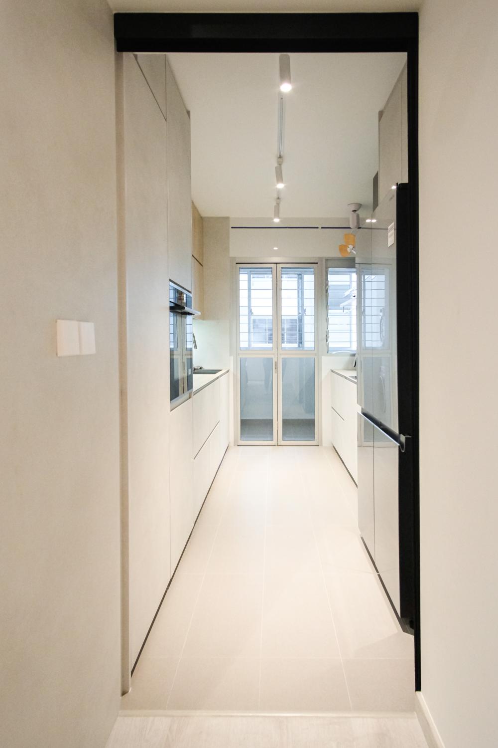 Minimalist Kitchen with Countertop and Kitchen Cabinets