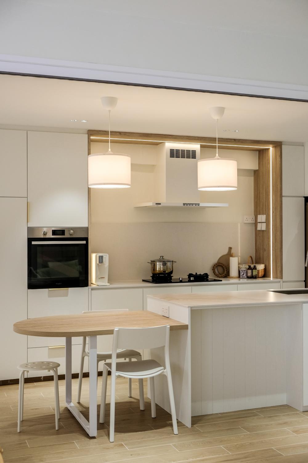 Minimalist Kitchen with Countertop and Vinyl Flooring