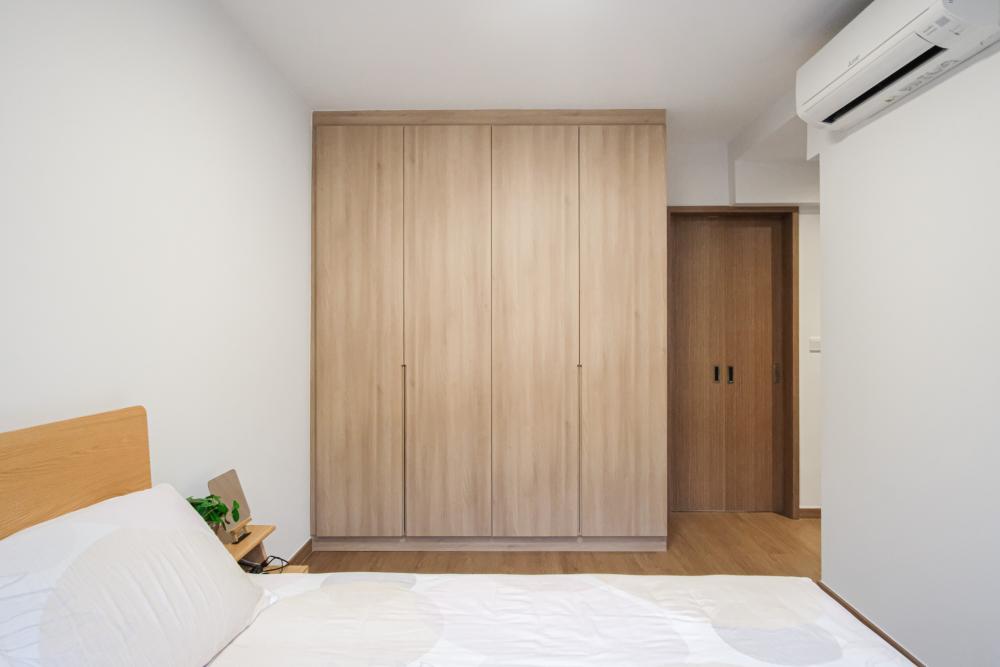 Scandinavian Bedroom with Parquet Floor and Wardrobe