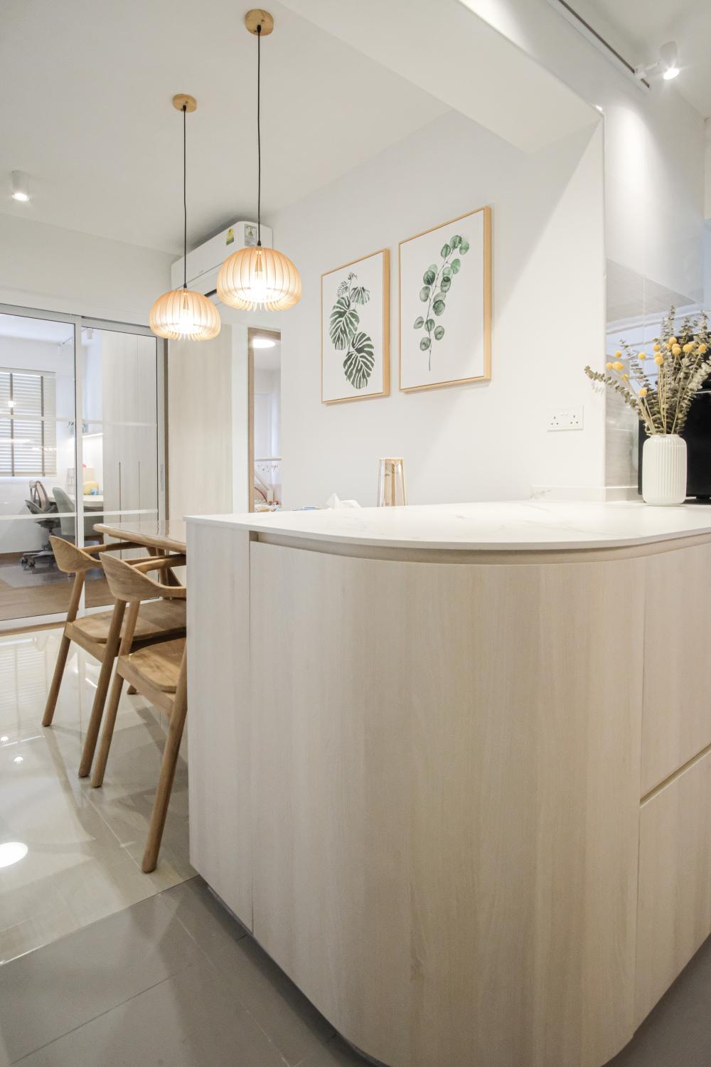 Scandinavian Kitchen with Countertop and Kitchen Cabinets